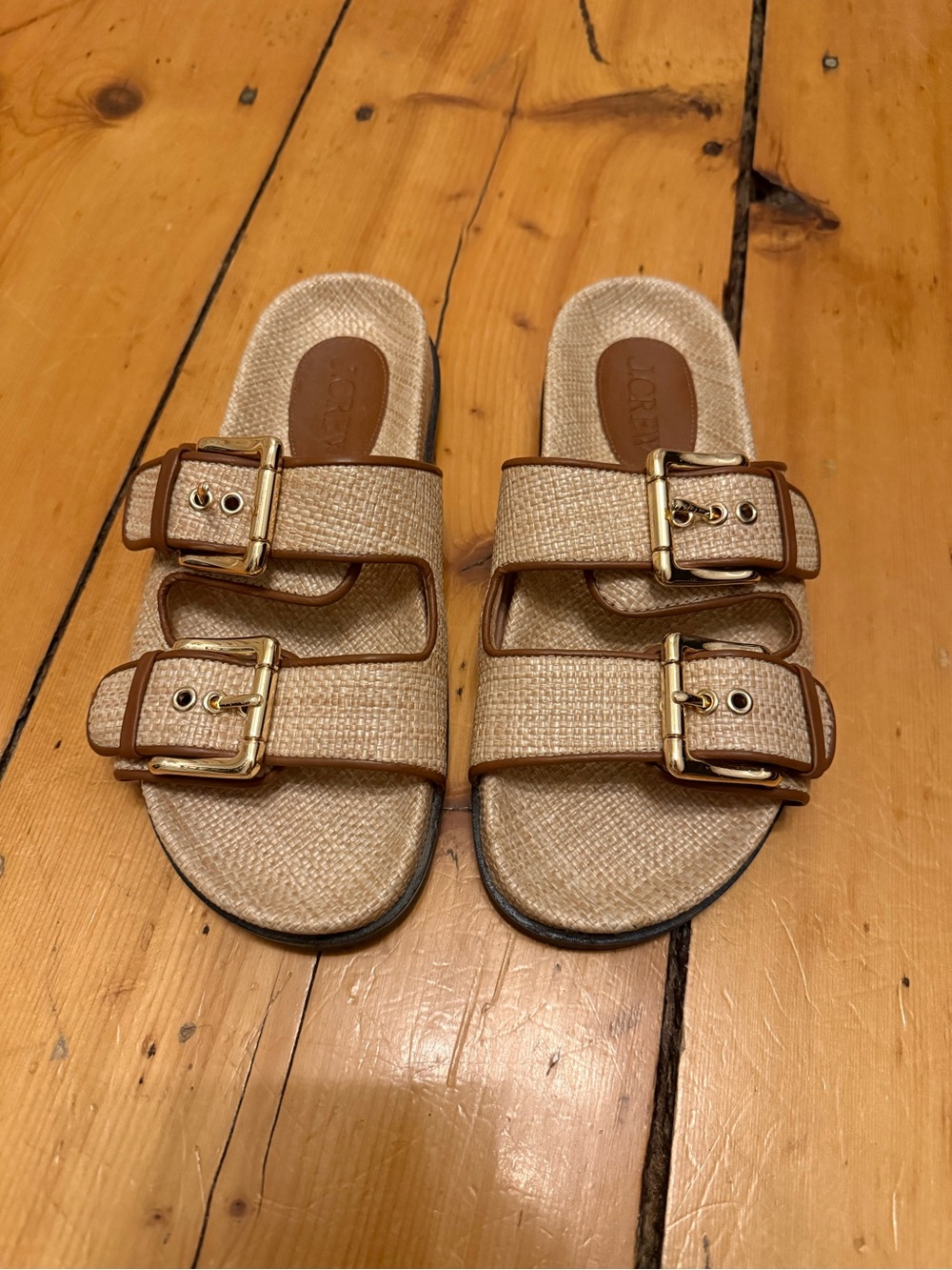 Jcrew Beige Double Buckle Slide Sandals